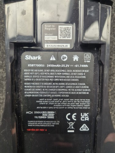 Shark xsbt700eu li ion - xsbt700eu, 25.2v